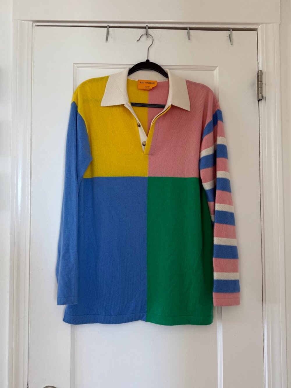 Guest in Residence Striped Rugby Polo Sweater 100% Cashmere XS